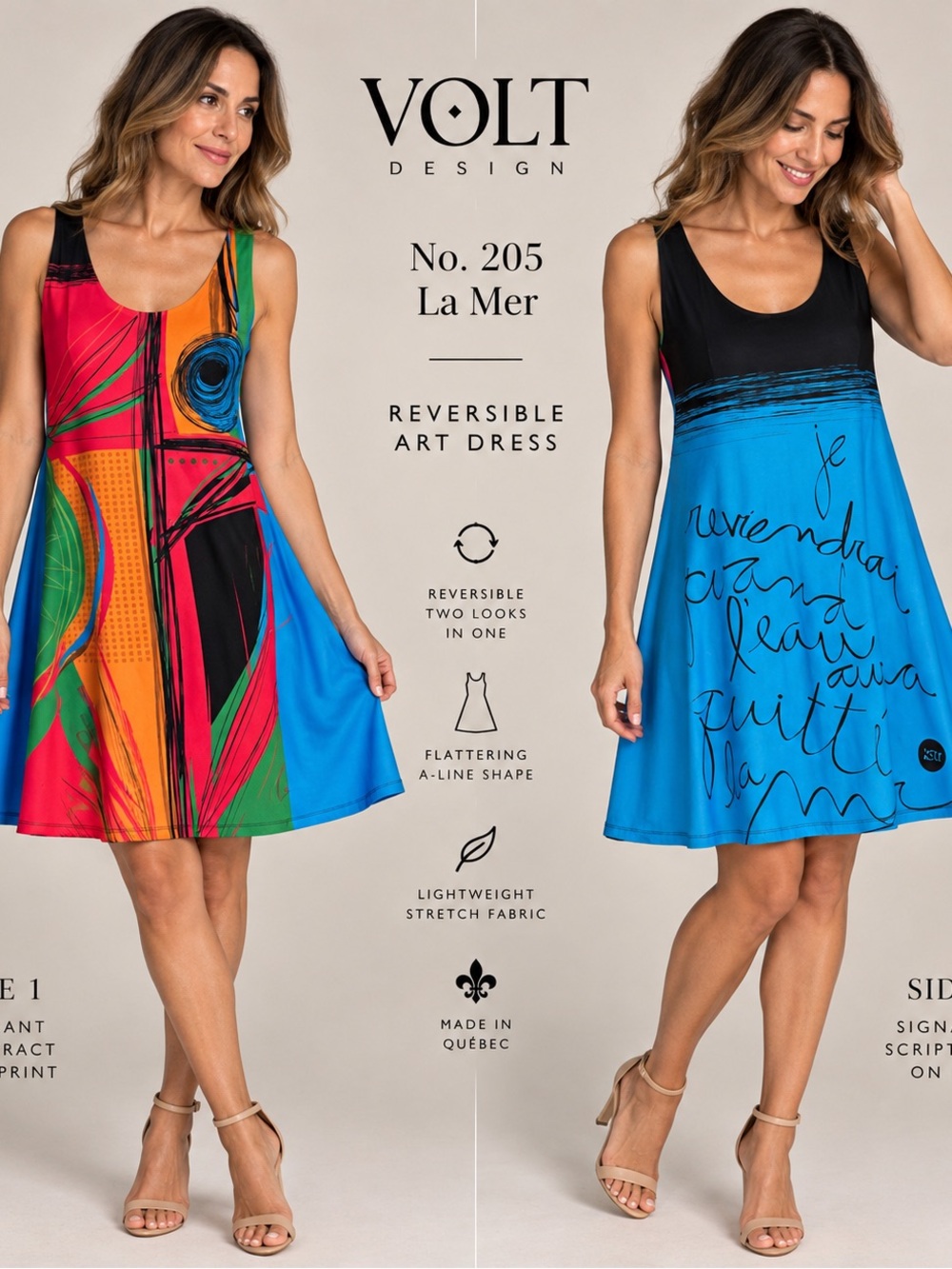 VOLT Design La Mer No 205 Reversible Art Dress Size S Canada